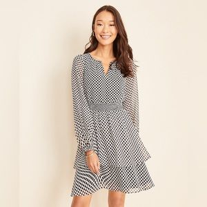 Ann Taylor Flounce Tiered Dress Black 0P